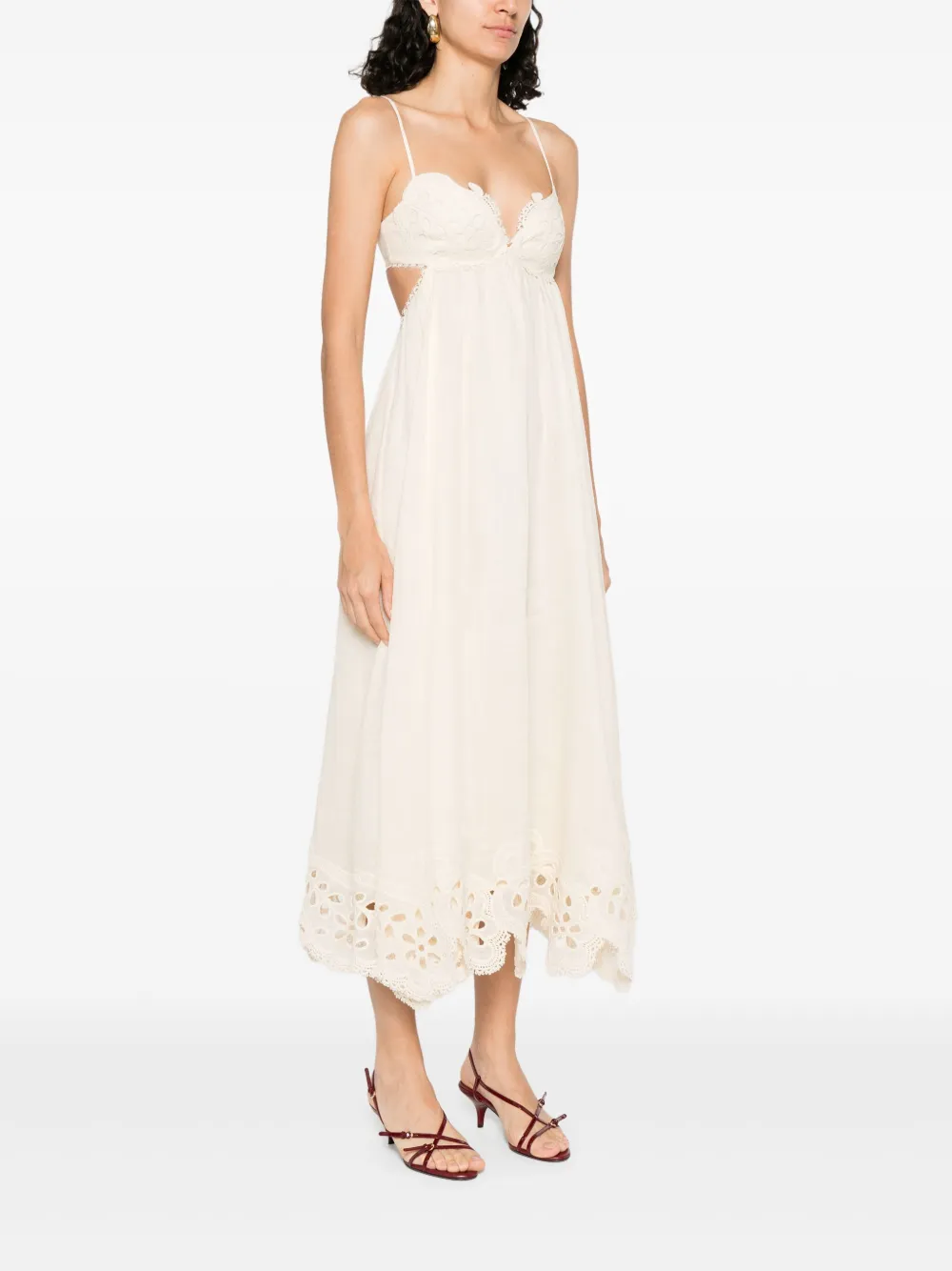 ZIMMERMANN Jurk met geborduurde bloemen Beige