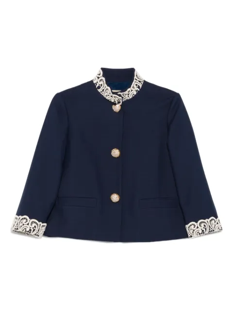 Valentino Garavani lace-trimmed button-detail jacket