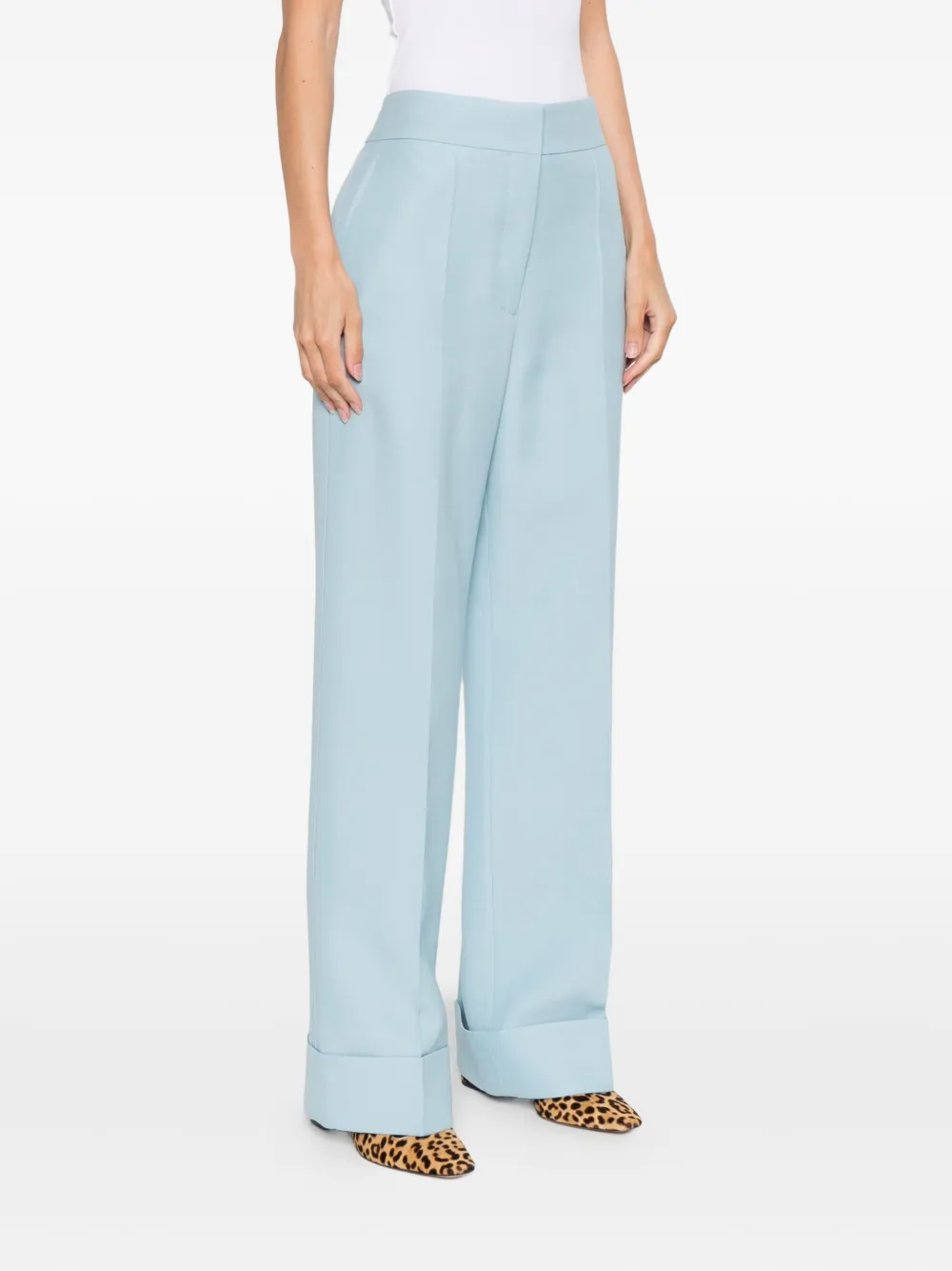 Valentino Garavani cuffed-hem tailored trousers Blauw