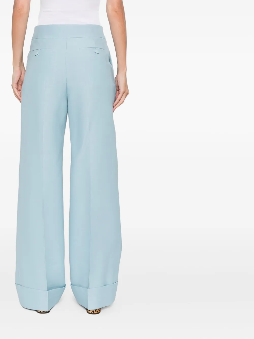 Valentino Garavani cuffed-hem tailored trousers Blauw