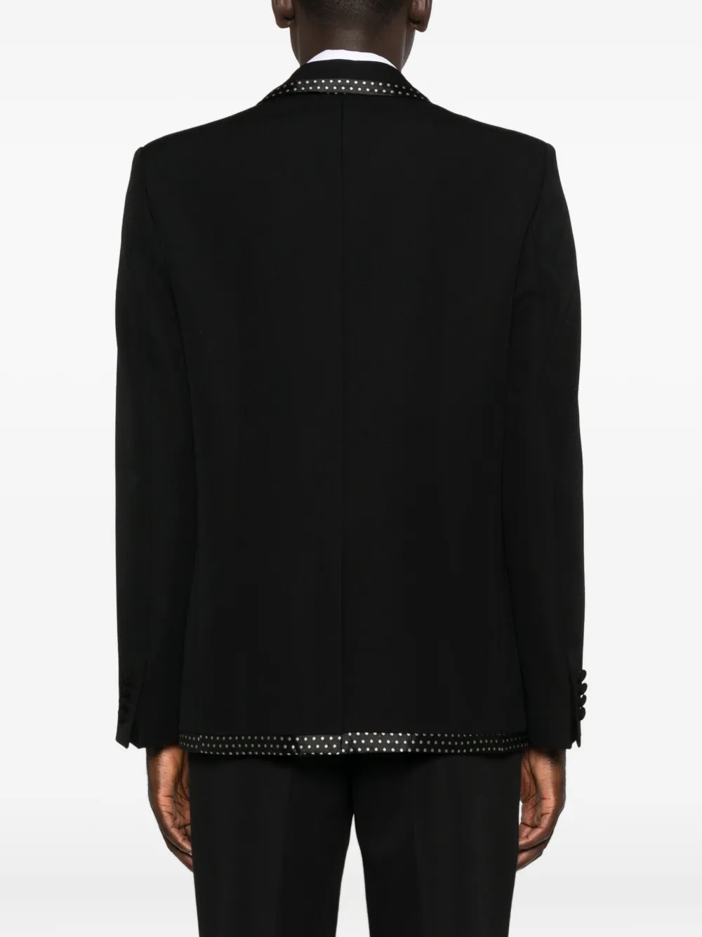 Valentino Polka-dot Trim Double-breasted Jacket In Black