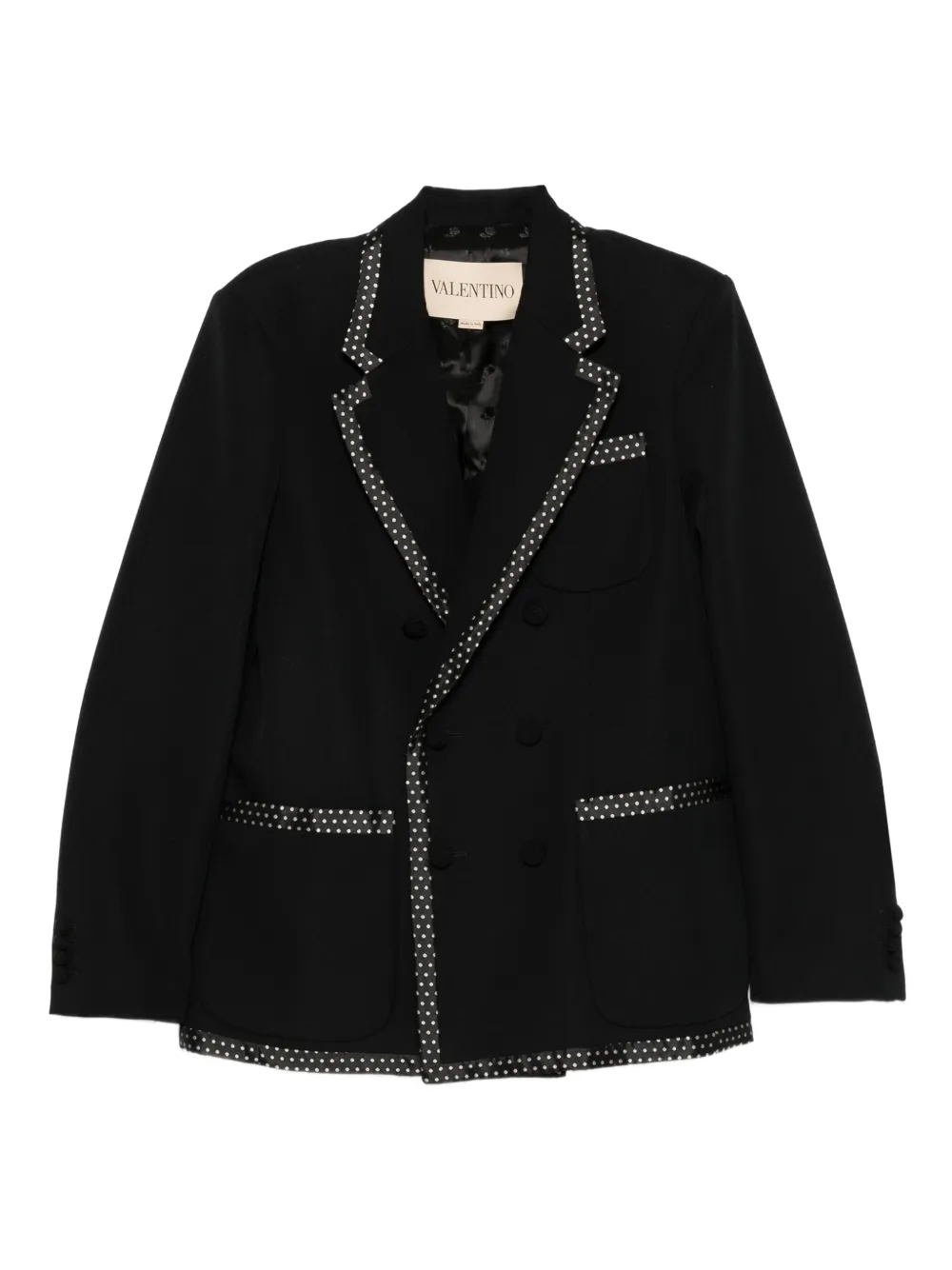 Valentino Garavani polka-dot trim double-breasted jacket | Black | Image 1