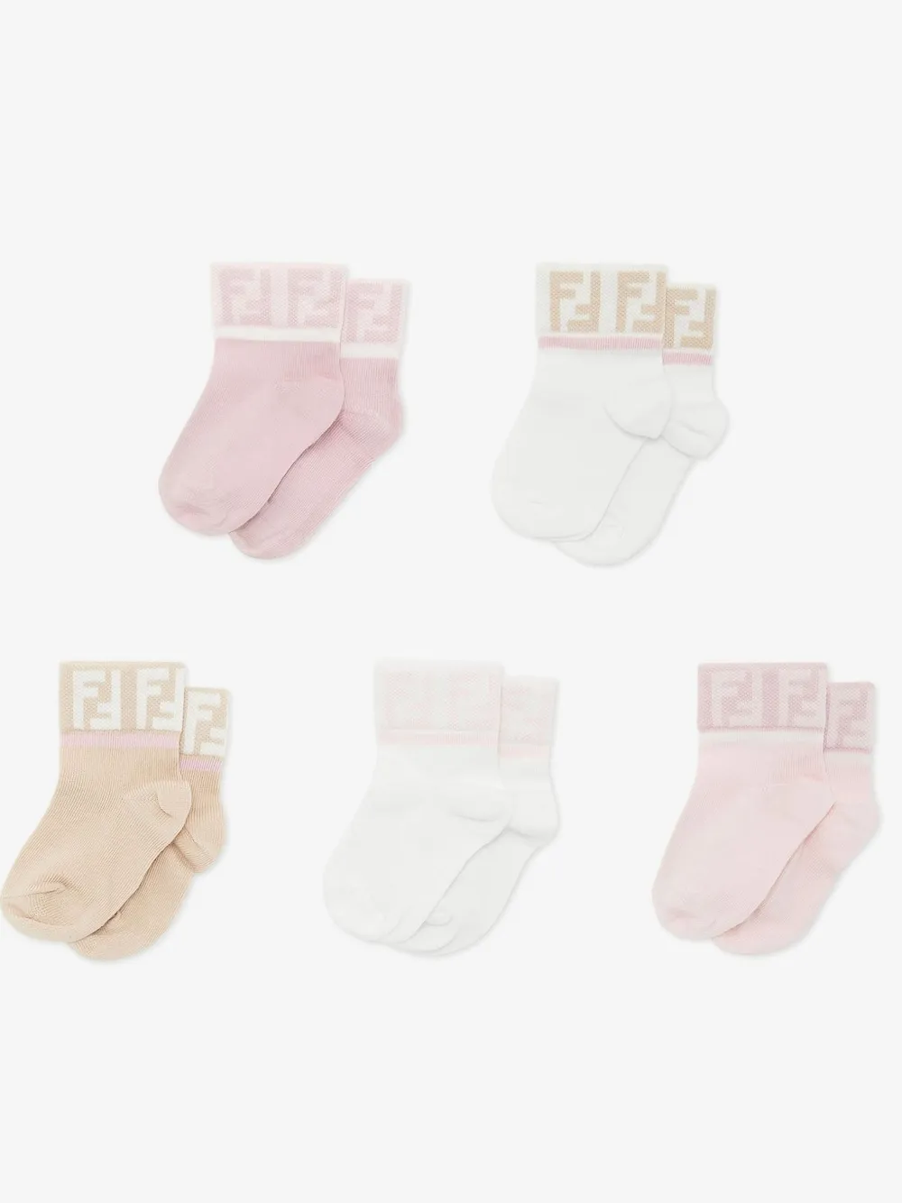 Fendi Kids logo-detail ankle socks (pack of five) - Bianco