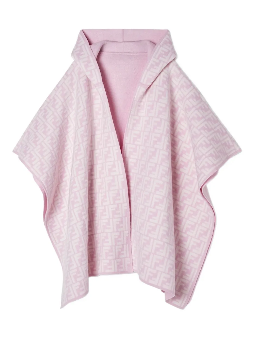 Fendi Kids hooded FF-monogram wool cape - Rosa