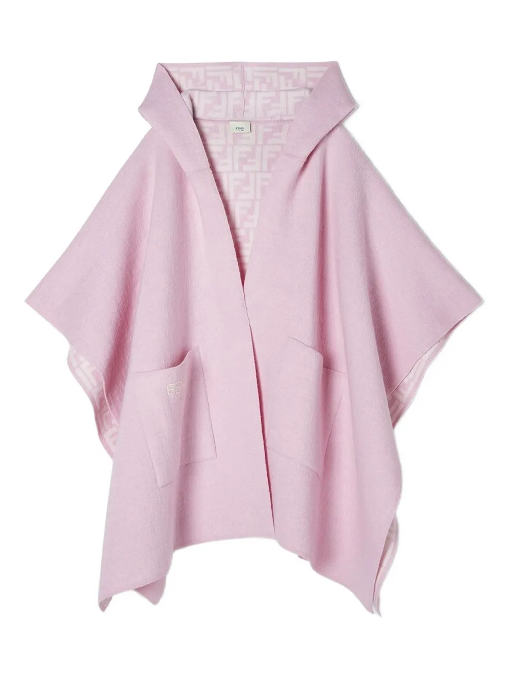 Fendi Kids Wollen cape met capuchon en FF-monogram Roze