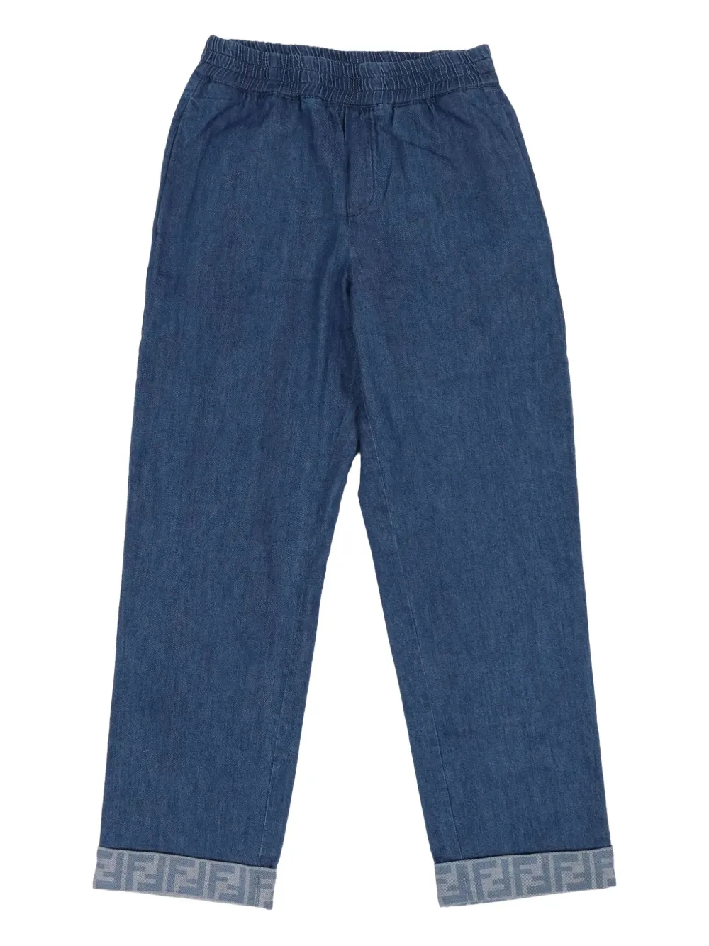 Fendi Kids logo-detail elastic-waist jeans - Blu