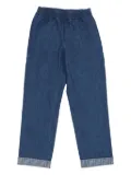Fendi Kids logo-detail elastic-waist jeans - Blue