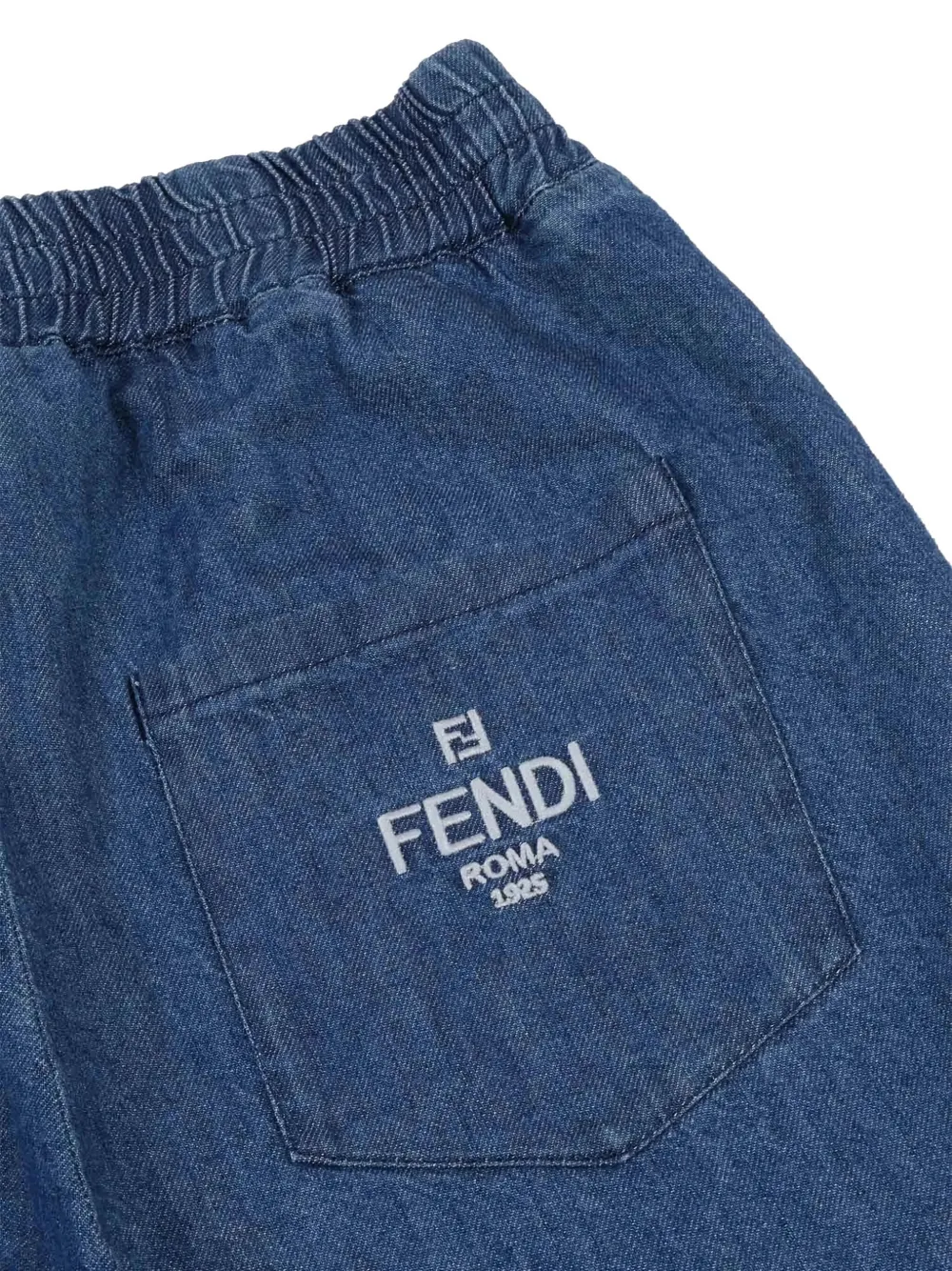 Fendi Kids Jeans met elastische taille en logodetail Blauw