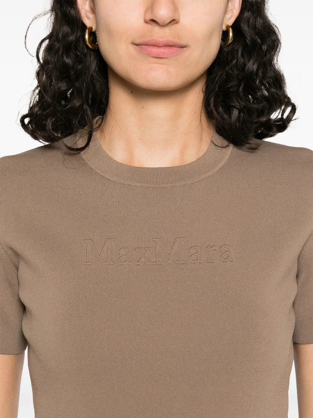 Max Mara T-shirt met ronde hals Beige