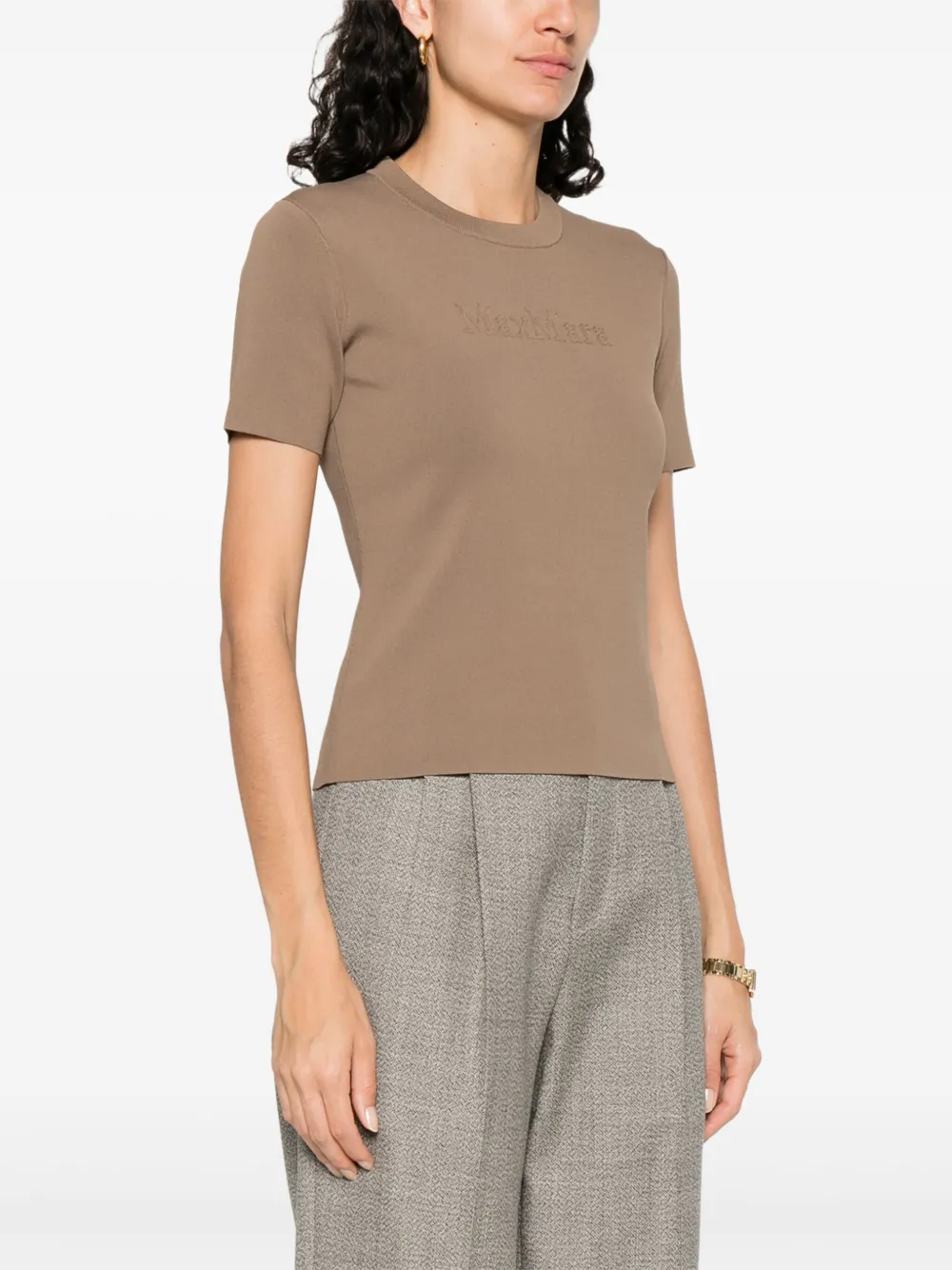 Max Mara T-shirt met ronde hals Beige