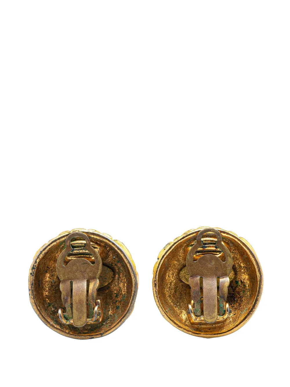 CHANEL Pre-Owned 1980-1990 Gold Plated CC Quilted Clip On Earrings costume earrings | Image 2