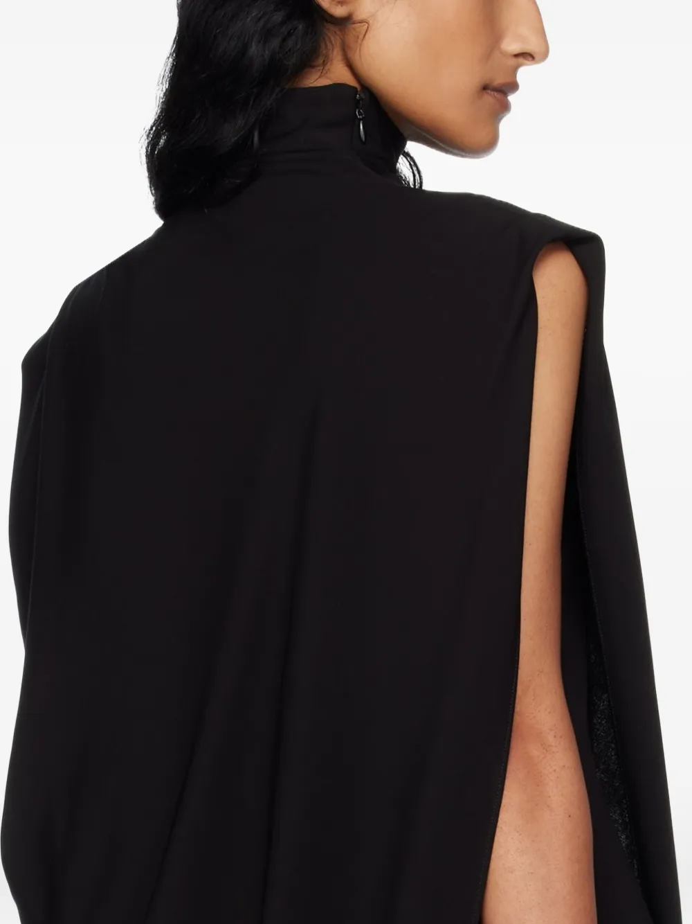 Jean Paul Gaultier Gedrapeerde asymmetrische jurk met opstaande kraag Zwart