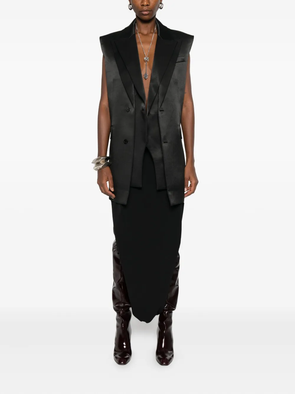 Jean Paul Gaultier asymmetric midi skirt - Zwart