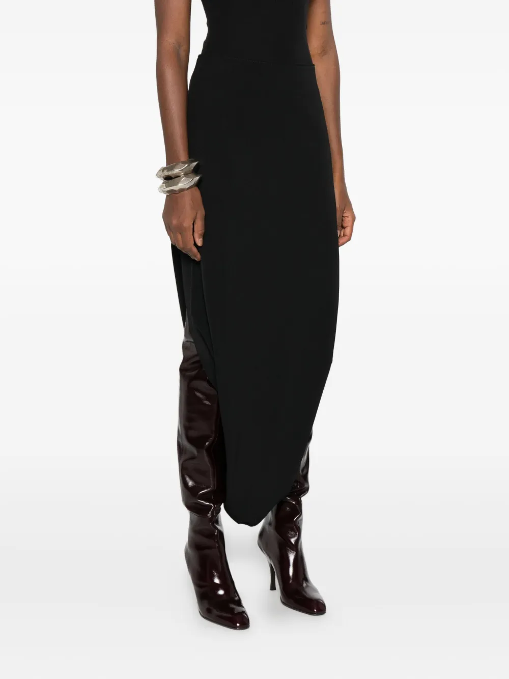 Jean Paul Gaultier Asymmetric Midi Skirt In Black