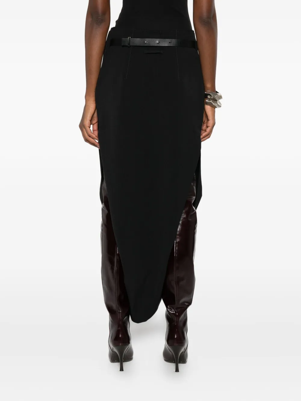 Jean Paul Gaultier Asymmetric Midi Skirt In Black