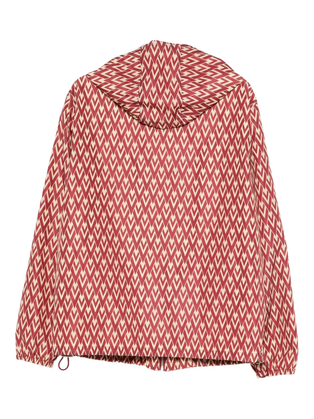Valentino Geometric-pattern Hooded Jacket In Red