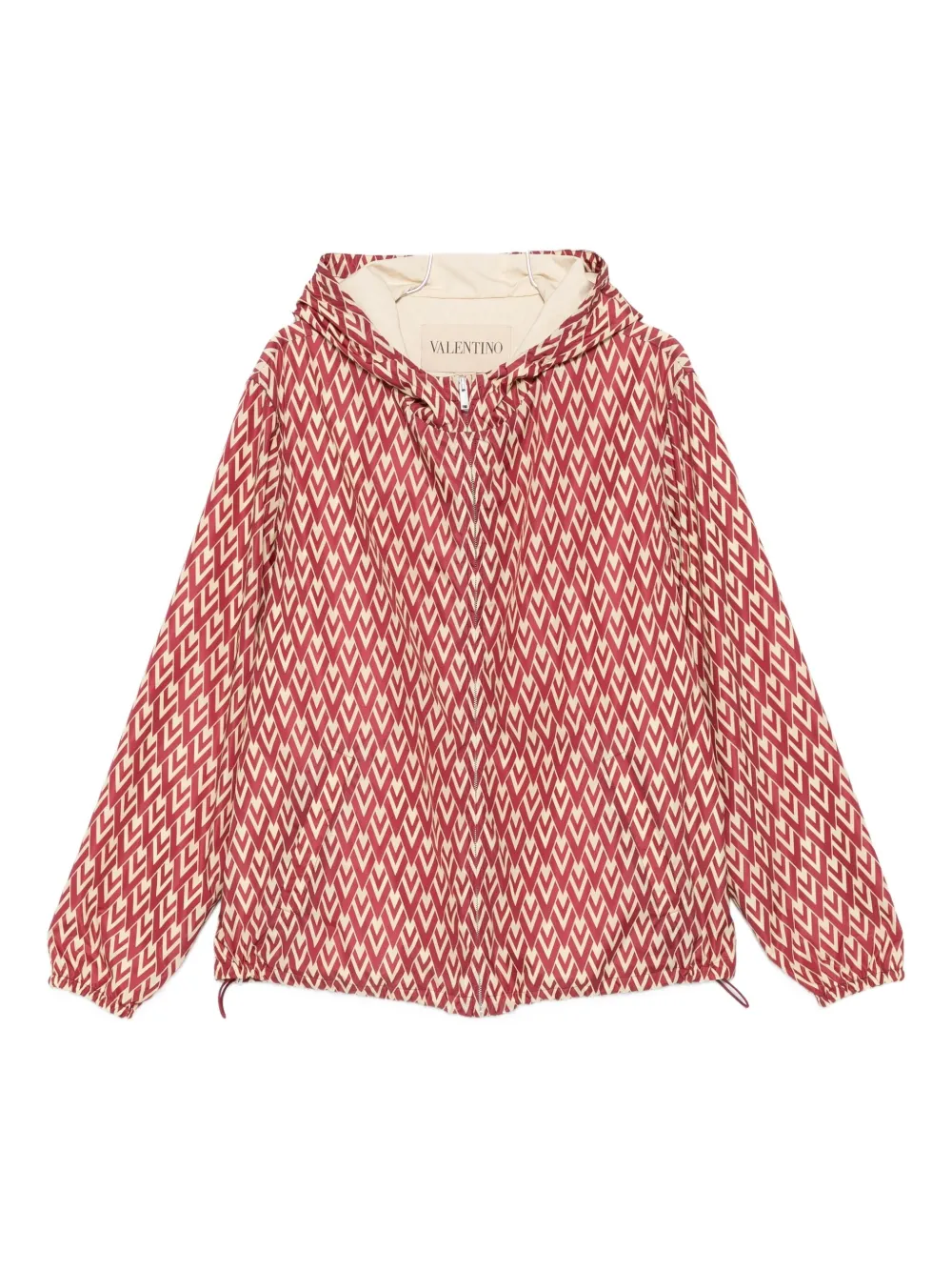 Valentino Geometric-pattern Hooded Jacket In Red