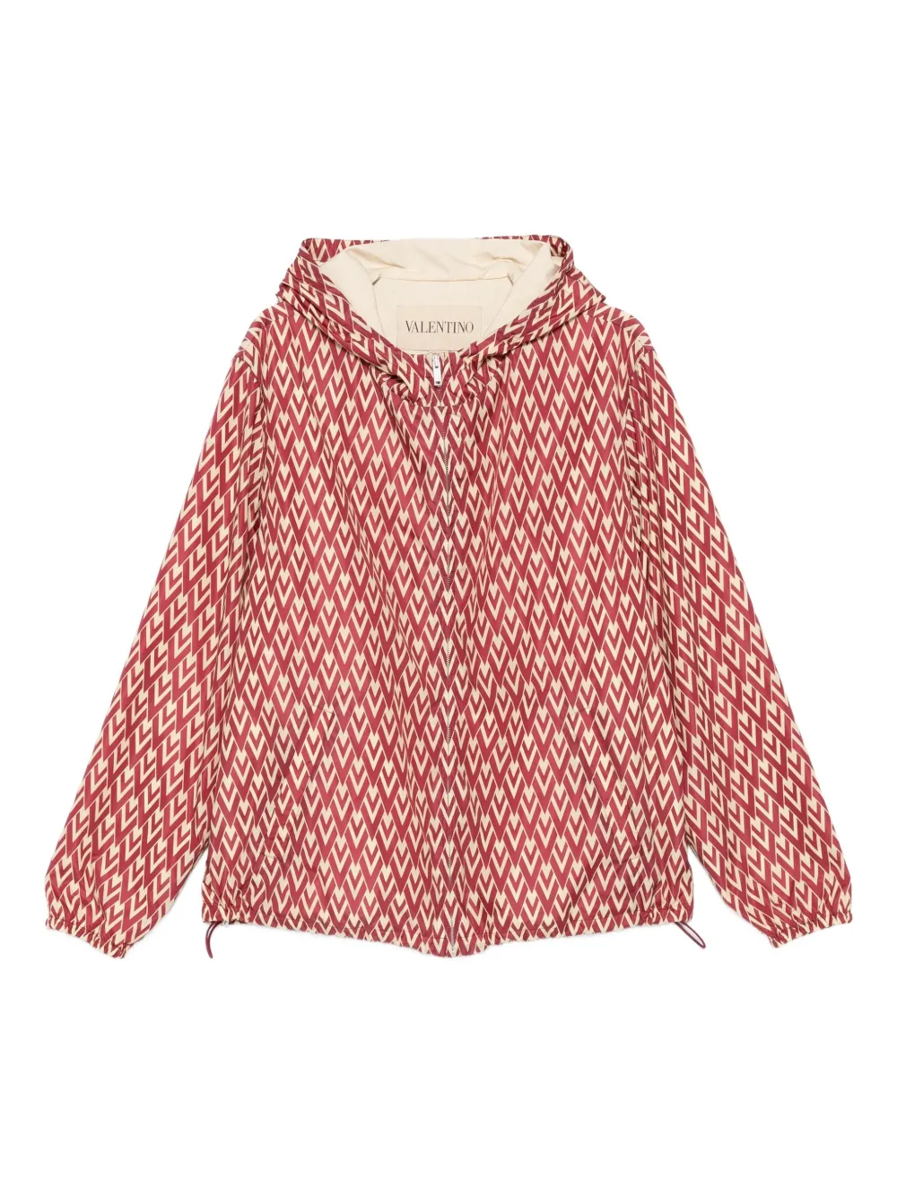 Valentino Garavani geometric-pattern hooded jacket | Red | Image 1
