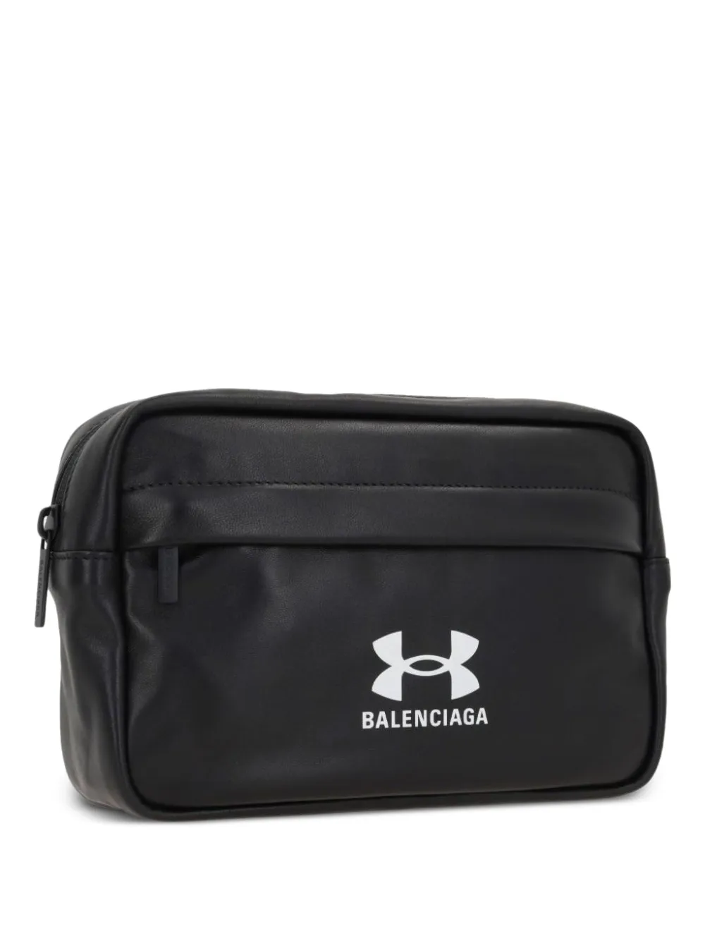 Balenciaga x Under Armour logo-print leather wash bag Zwart