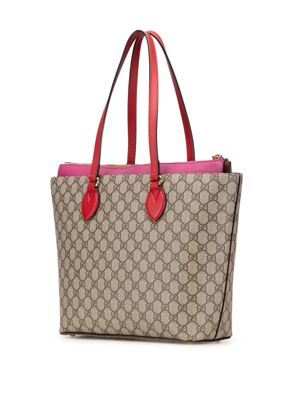Pre-owned Gucci 2000-2015 Medium Gg Supreme Linea A Zip Tote Bag In Brown