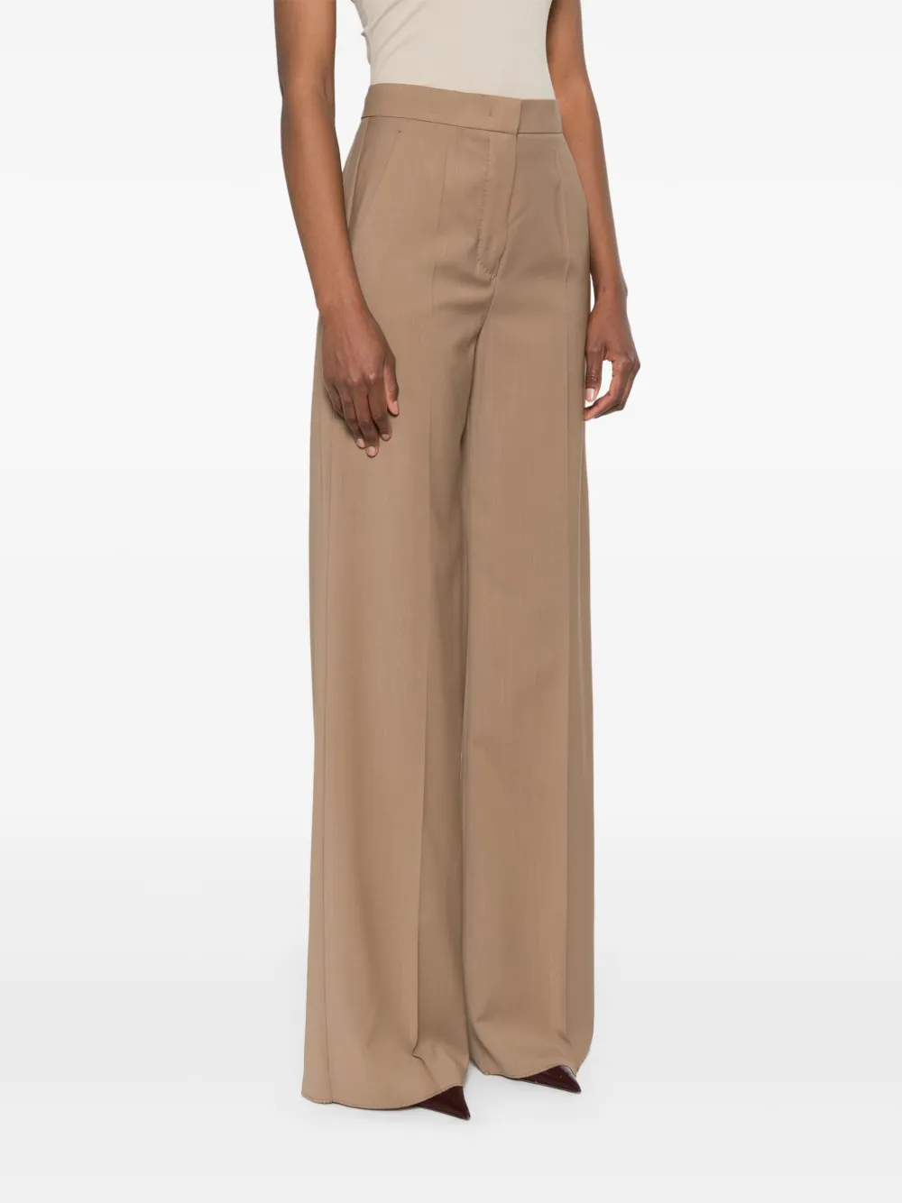 Max Mara High-waist broek van scheerwol Bruin