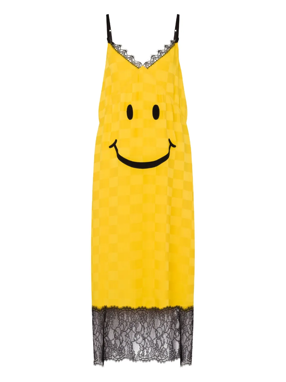 Moschino Smiley midi-jurk met afwerking van kant Geel