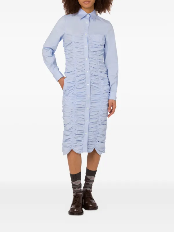 ruched button midi dress RIhoas Short Sleeve Midi Sundress