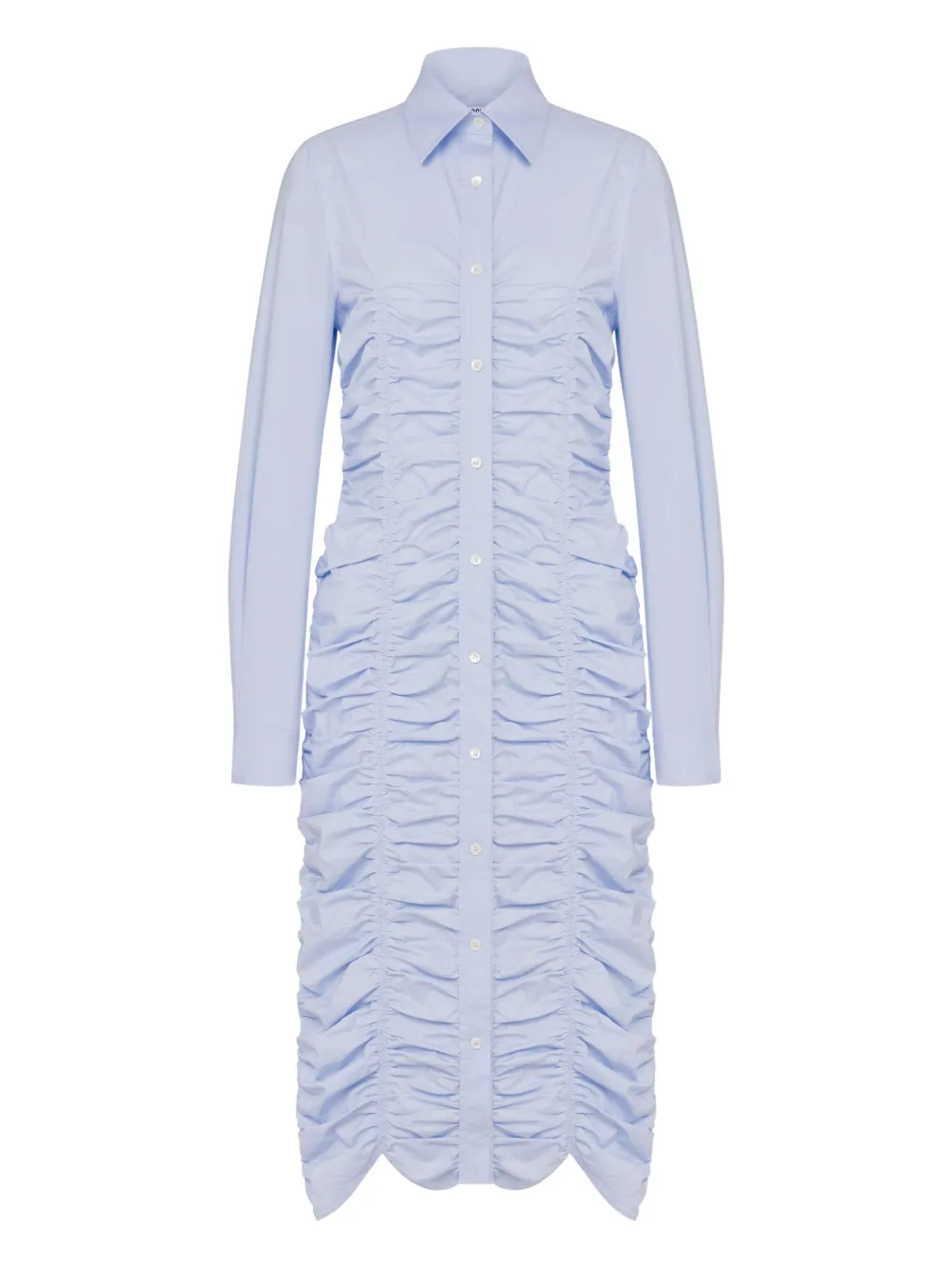Moschino Button-down midi-jurk met ruches Blauw