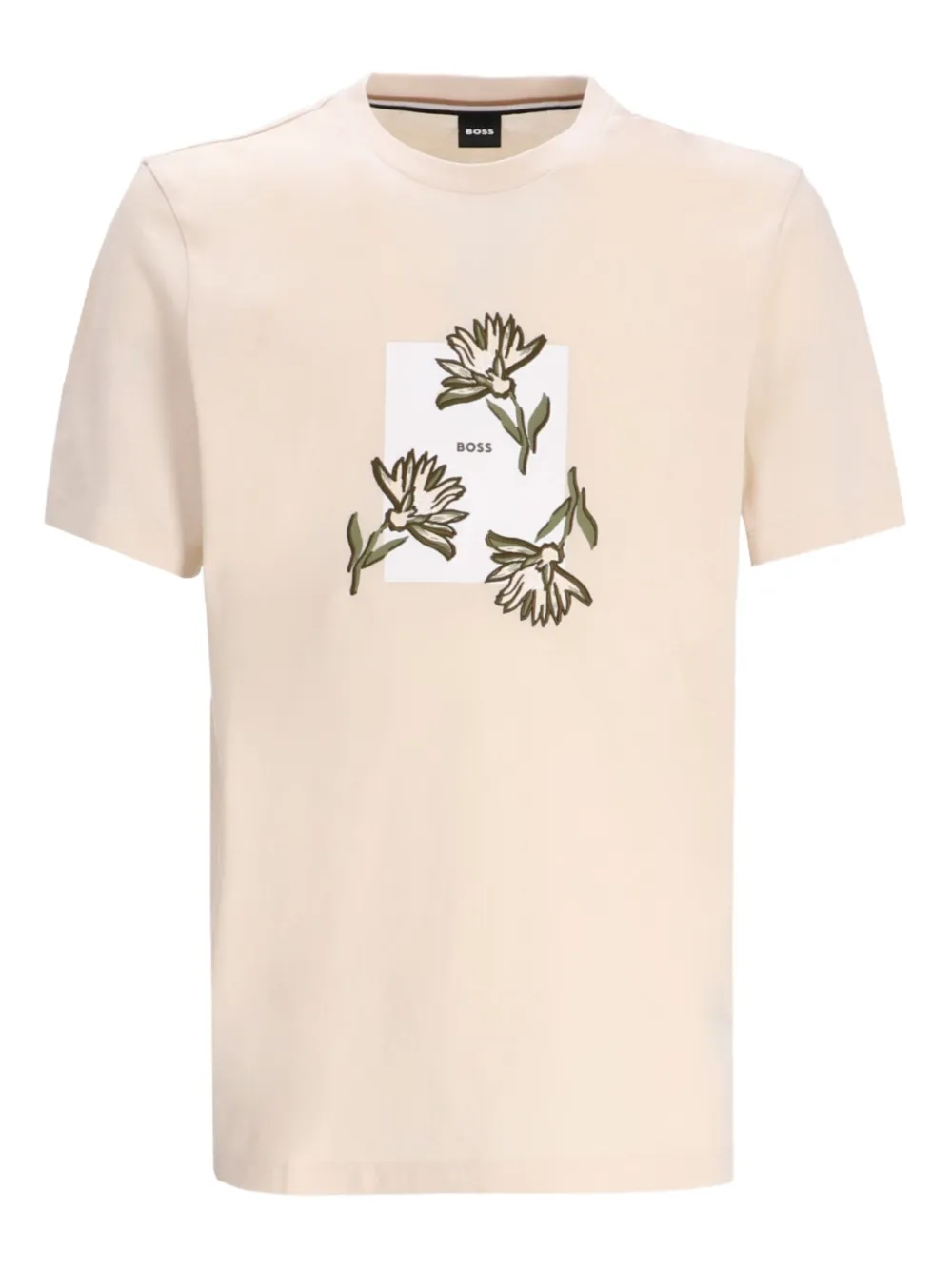 BOSS T-shirt met bloemenprint Beige