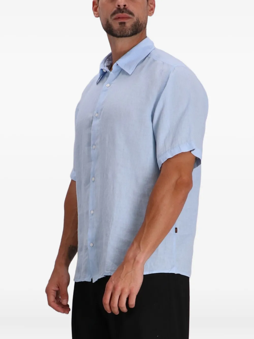 BOSS Linnen overhemd Blauw