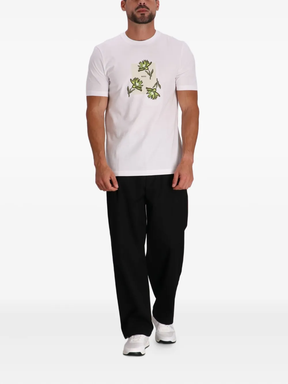 BOSS T-shirt met bloemenprint Wit