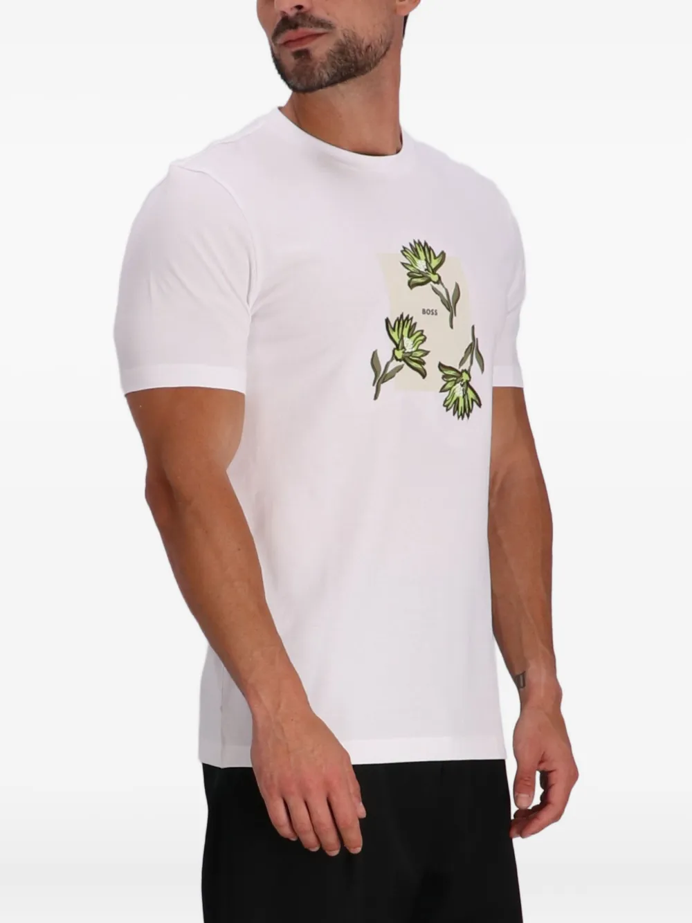 BOSS T-shirt met bloemenprint Wit