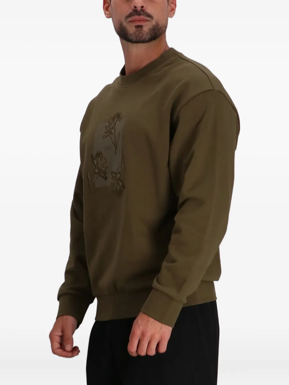 HUGO BOSS FLORAL-EMBROIDERED SWEATSHIRT 