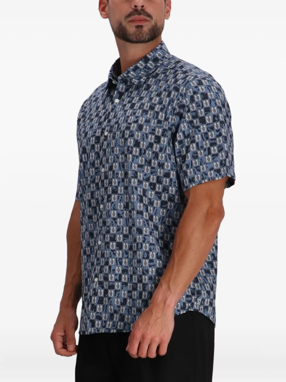 BOSS Overhemd met grafische print Blauw
