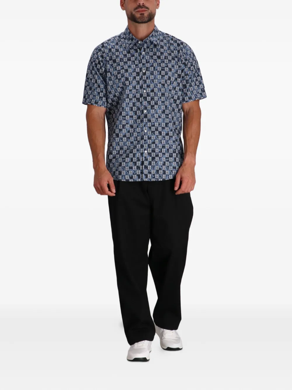 BOSS Overhemd met grafische print - Blauw