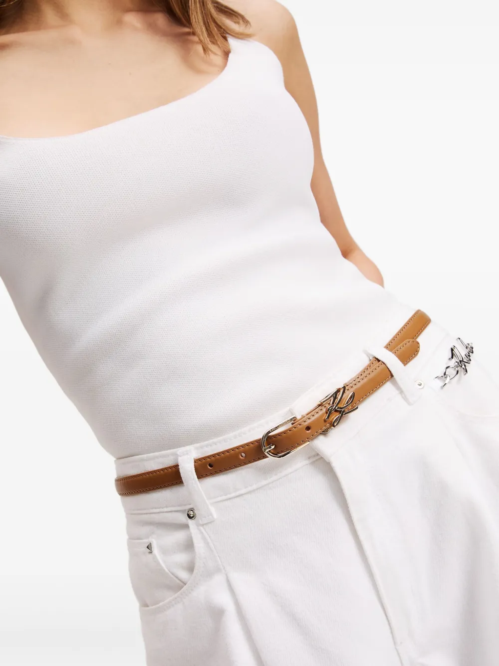Karl Lagerfeld Leren riem Bruin