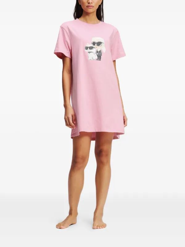 Karl Lagerfeld Ikon T-shirt Pajama Dress | Pink | FARFETCH