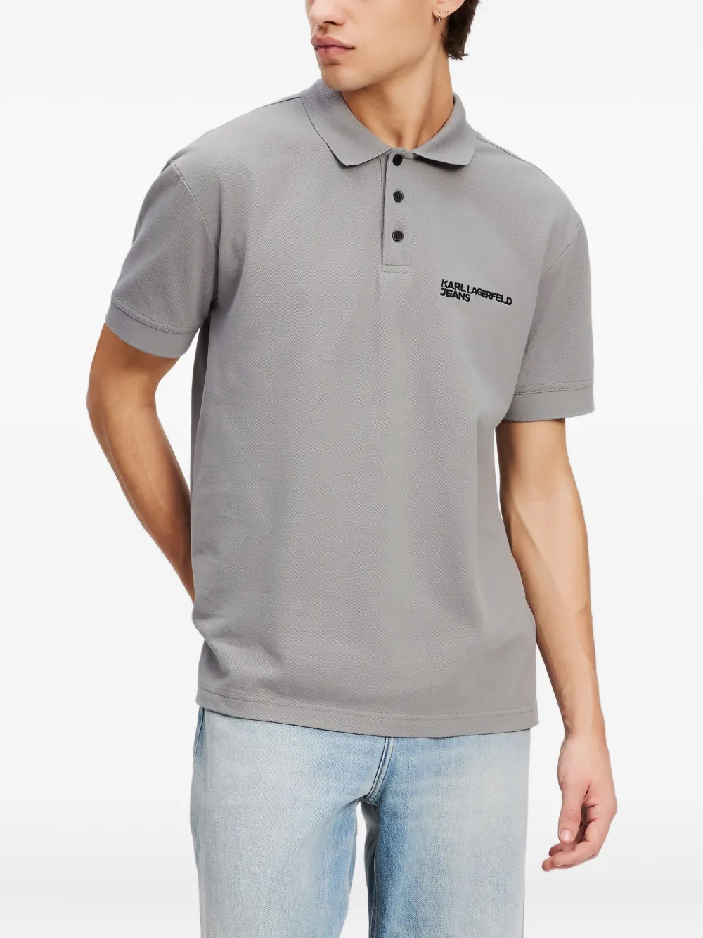 Karl Lagerfeld Jeans Poloshirt met geborduurd logo Grijs