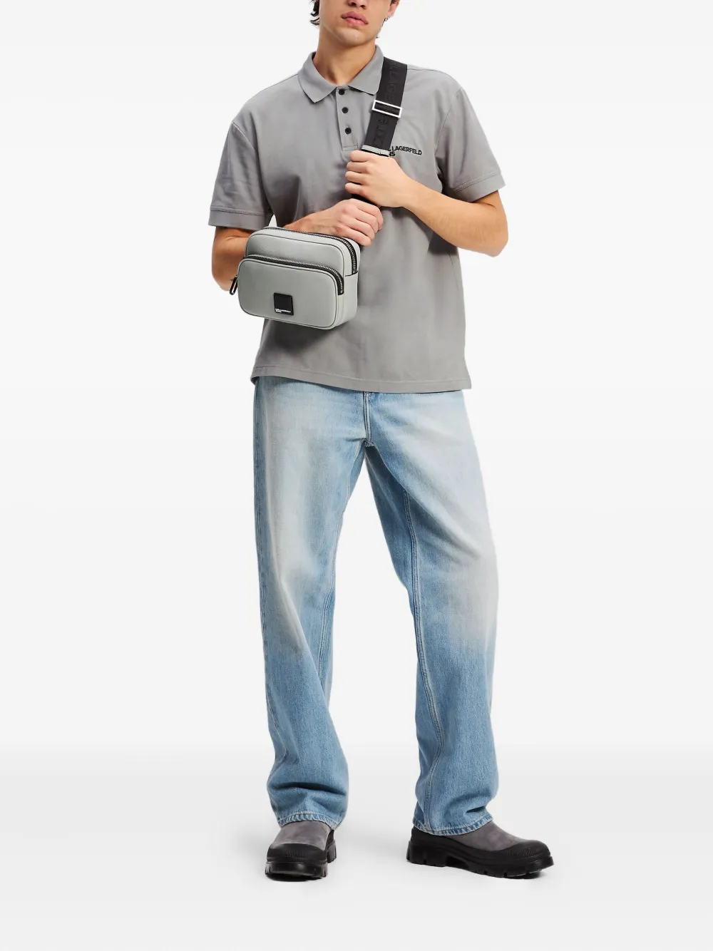 Karl Lagerfeld Jeans Poloshirt met geborduurd logo - Grijs