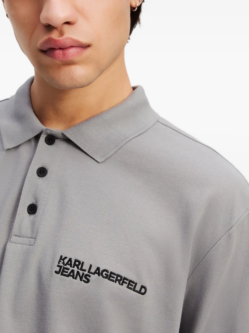 Karl Lagerfeld Jeans Poloshirt met geborduurd logo Grijs
