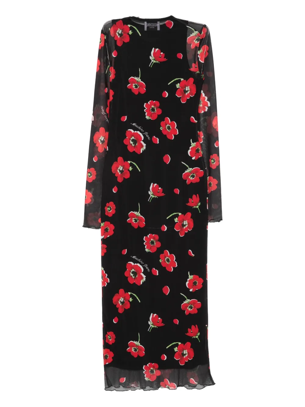 MOSCHINO JEANS floral-print midi dress Zwart