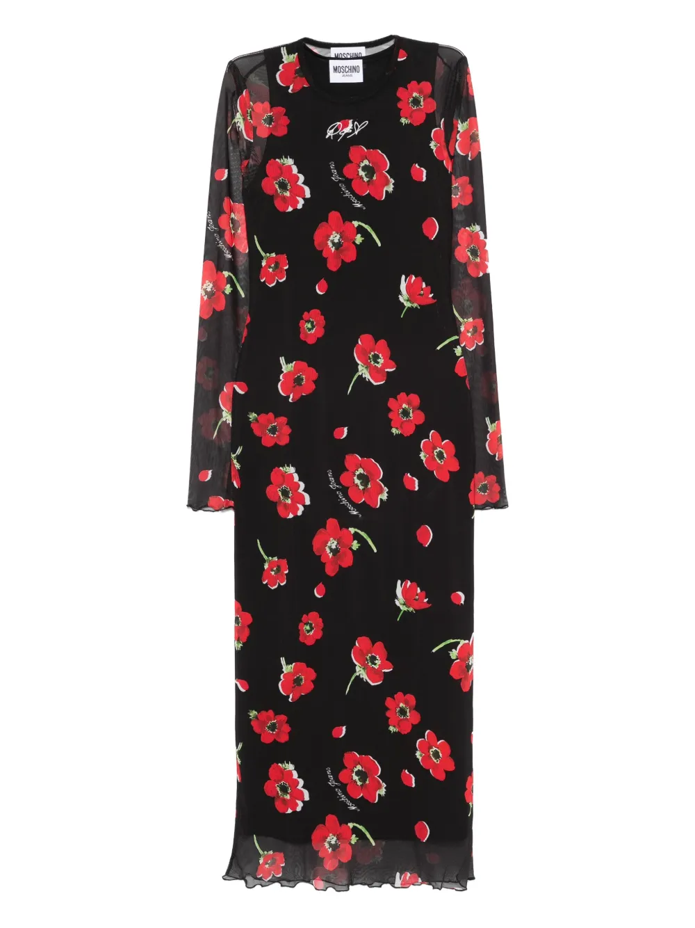 MOSCHINO JEANS floral-print midi dress - ブラック MOSCHINO JEANS floral-print midi dress - ブラック