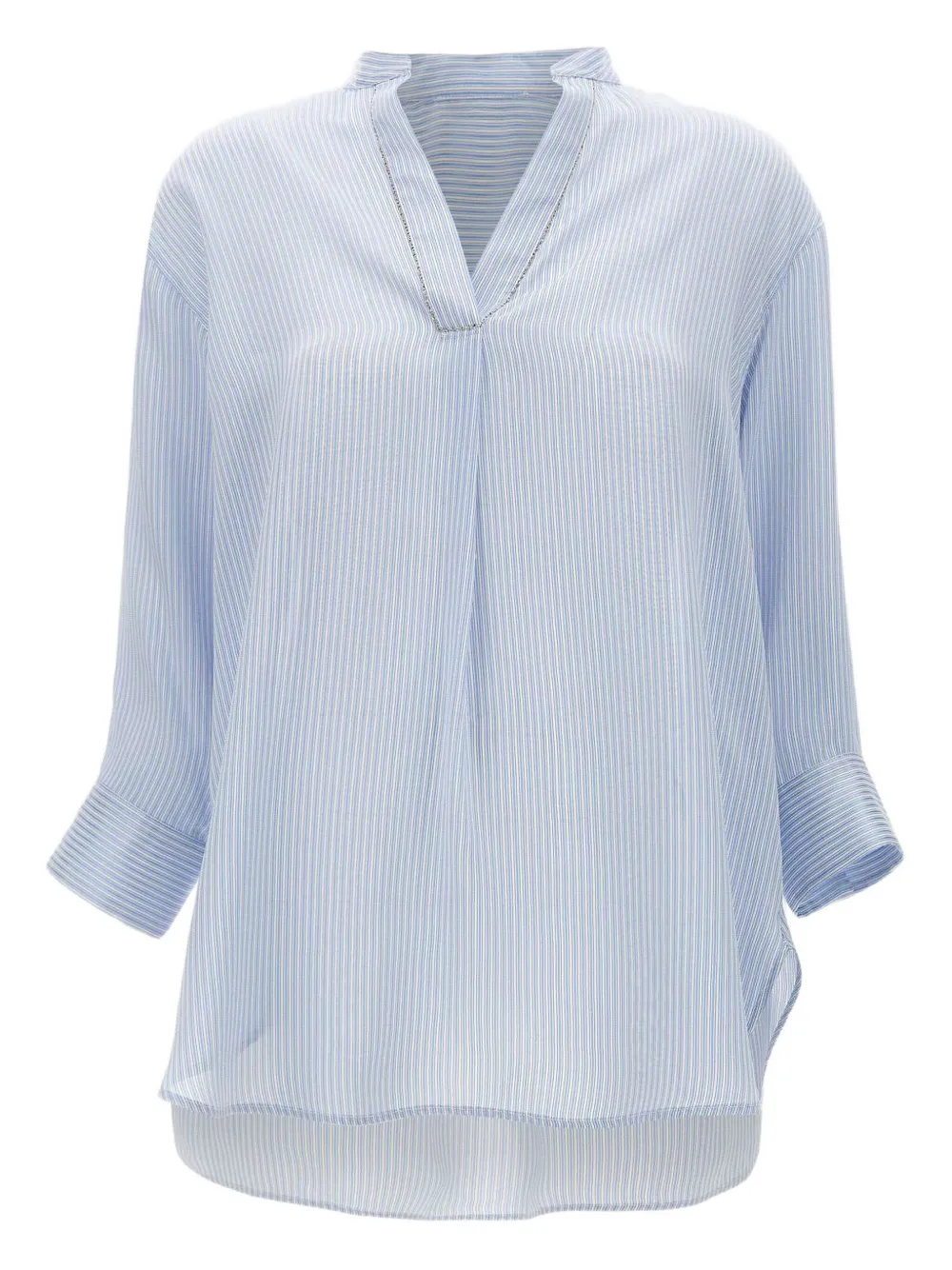 Fabiana Filippi striped split-neck blouse Blauw