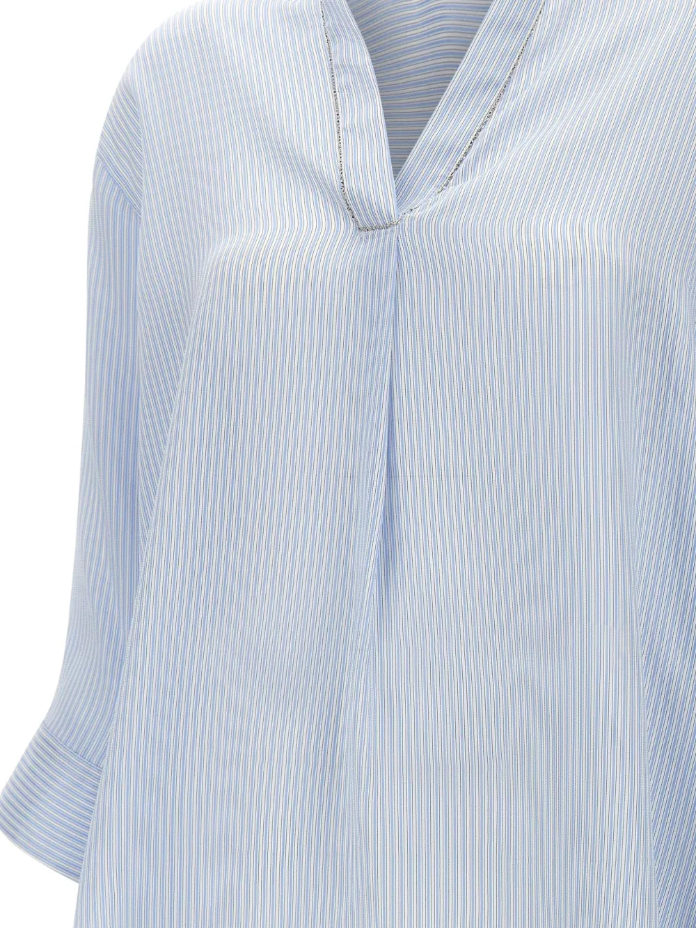 Fabiana Filippi Gestreepte blouse met split in de hals Blauw