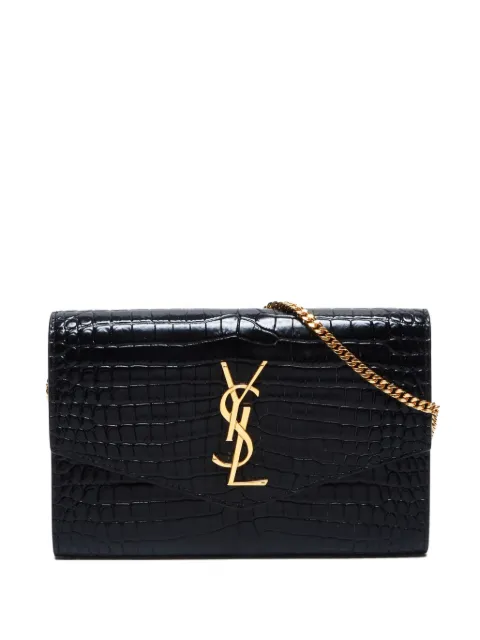 Saint Laurent Pre-Owned 2020s crocodile-embossed clutch bag