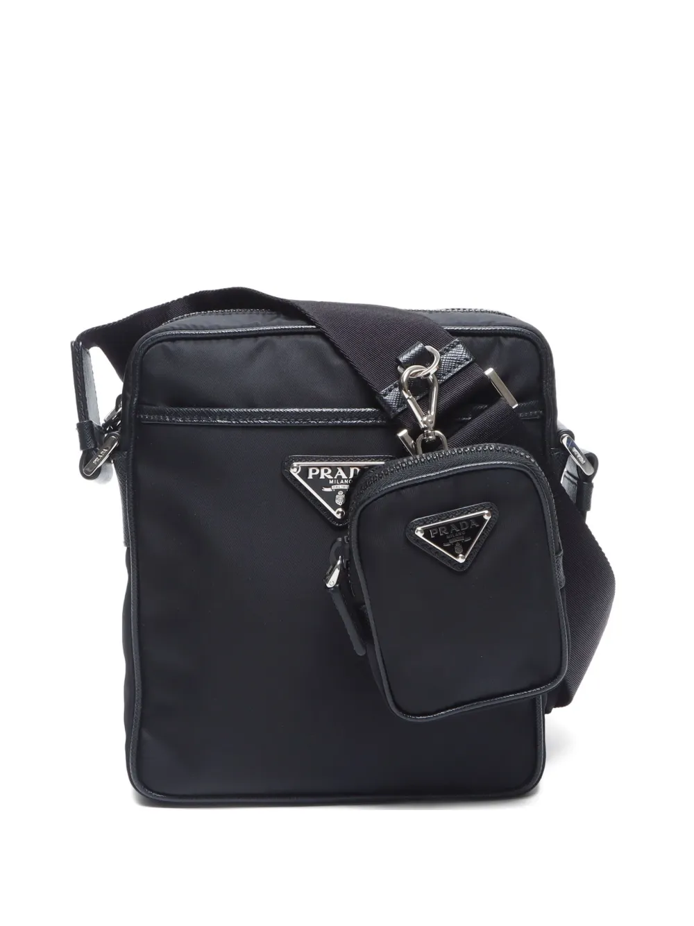 Prada Pre-Owned 2015-2020 enamel-triangle shoulder bag | Black | Image 1
