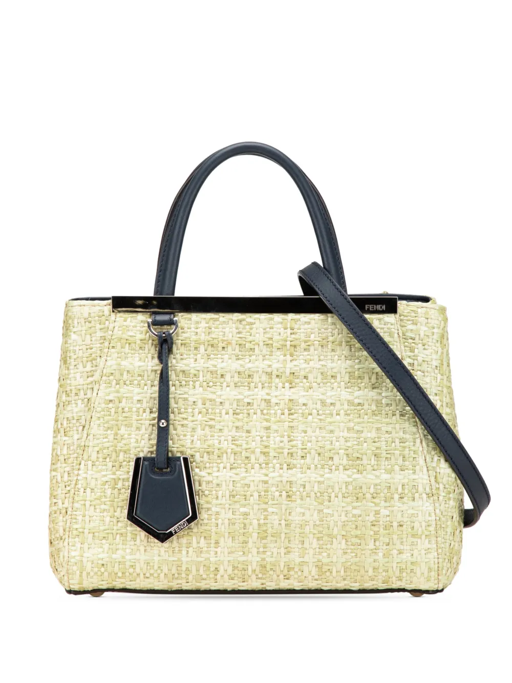 Fendi Pre-Owned 2010-2025 Small Woven Raffia Vitello Regular 2Jours Fendi Pre-Owned 2010-2025 Small Woven Raffia Vitello Regular 2Jours