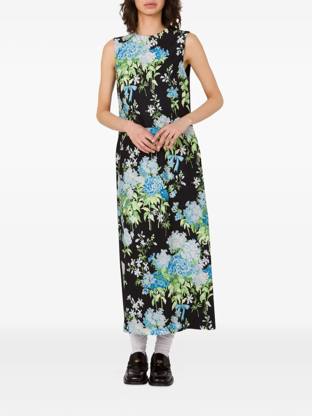 Moschino Midi-jurk met bloemenprint Zwart