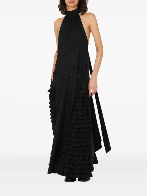 Moschino halterneck ruffled maxi dress