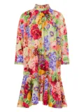 Moschino floral-print ruffled mini dress - Red